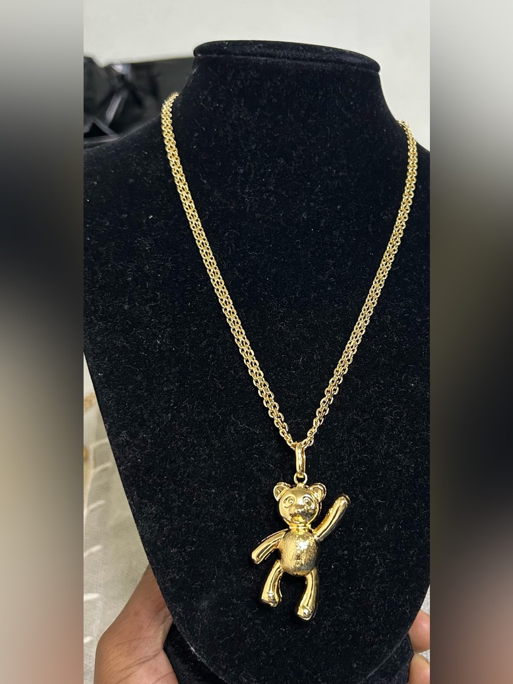 Gold Plated Teddy Bear Pendant Necklace - Women Jewelry